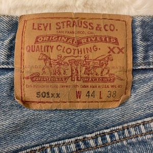 Worn Well 501xx 44x38 Levi Strauss & Co Original Riveted Denim Jeans